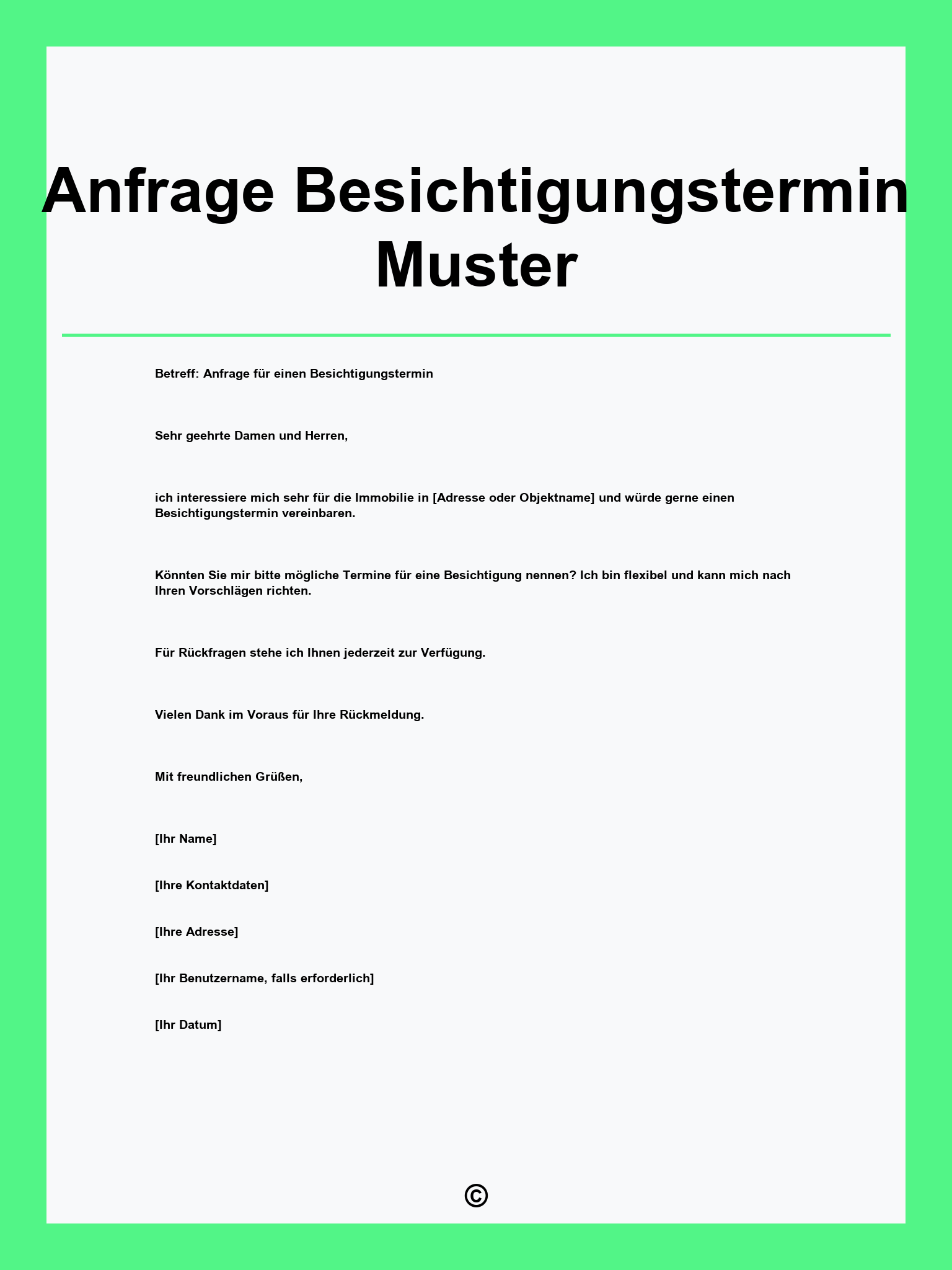 Anfrage Besichtigungstermin Muster