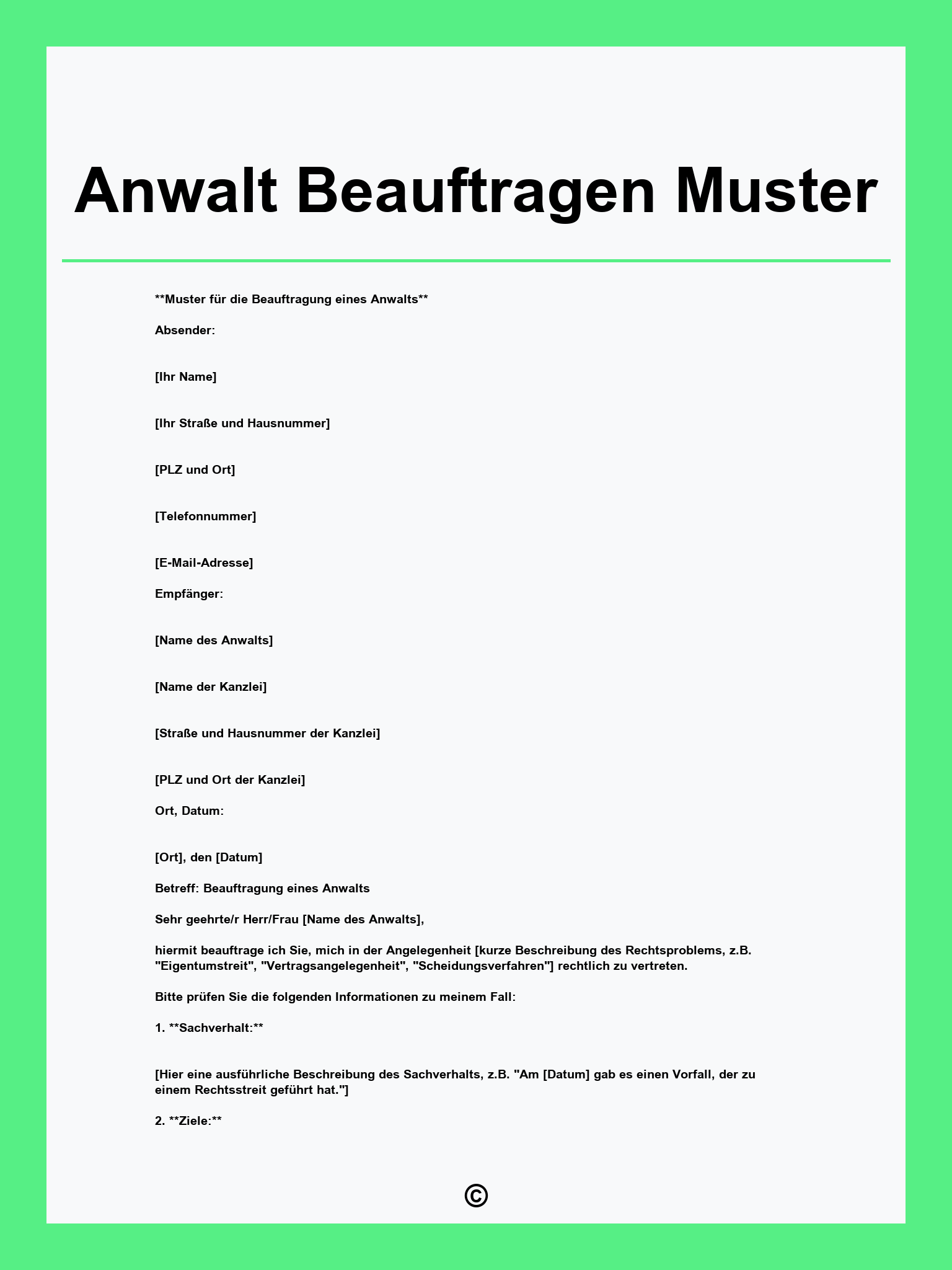 Anwalt Beauftragen Muster