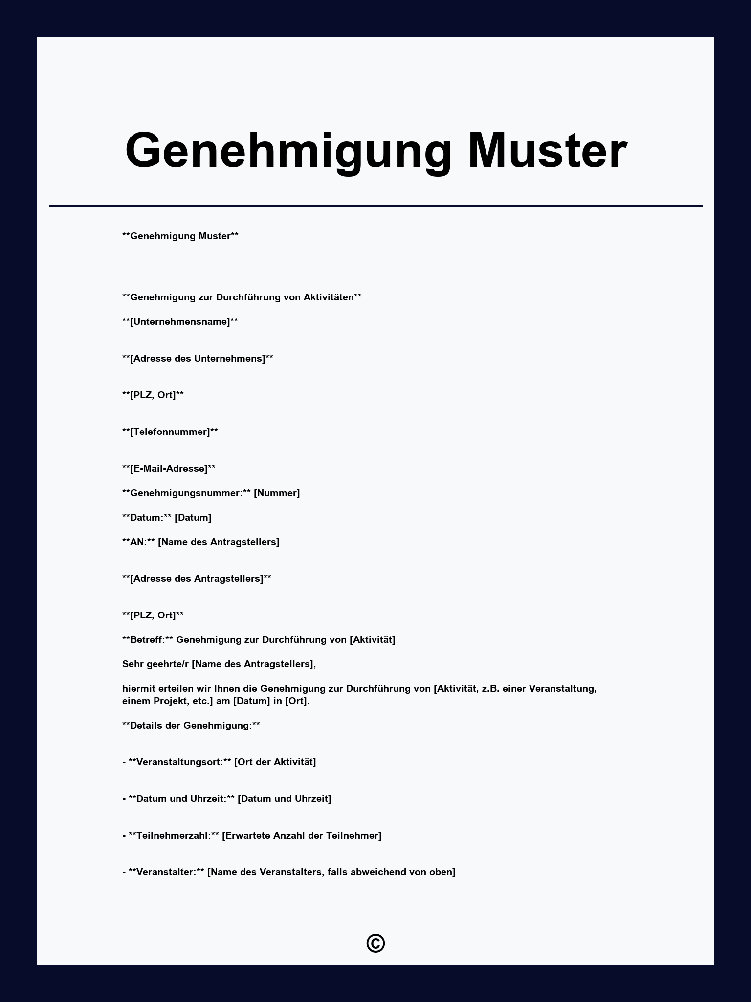 Genehmigung Muster