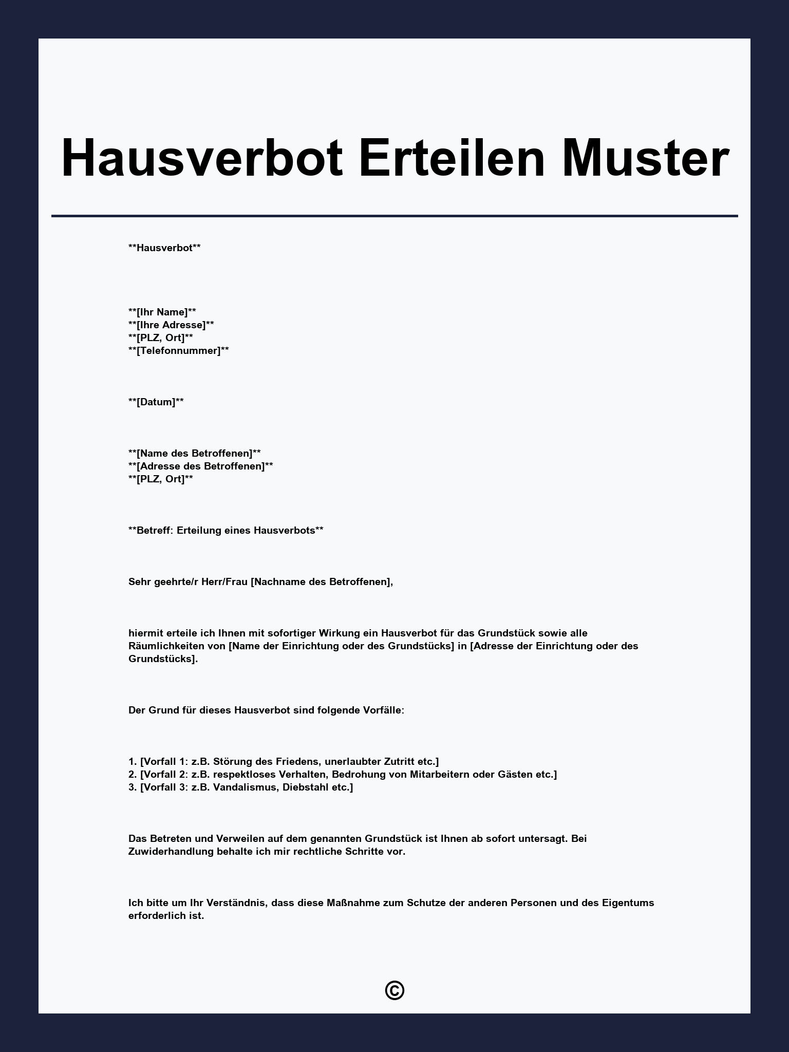Hausverbot Erteilen Muster