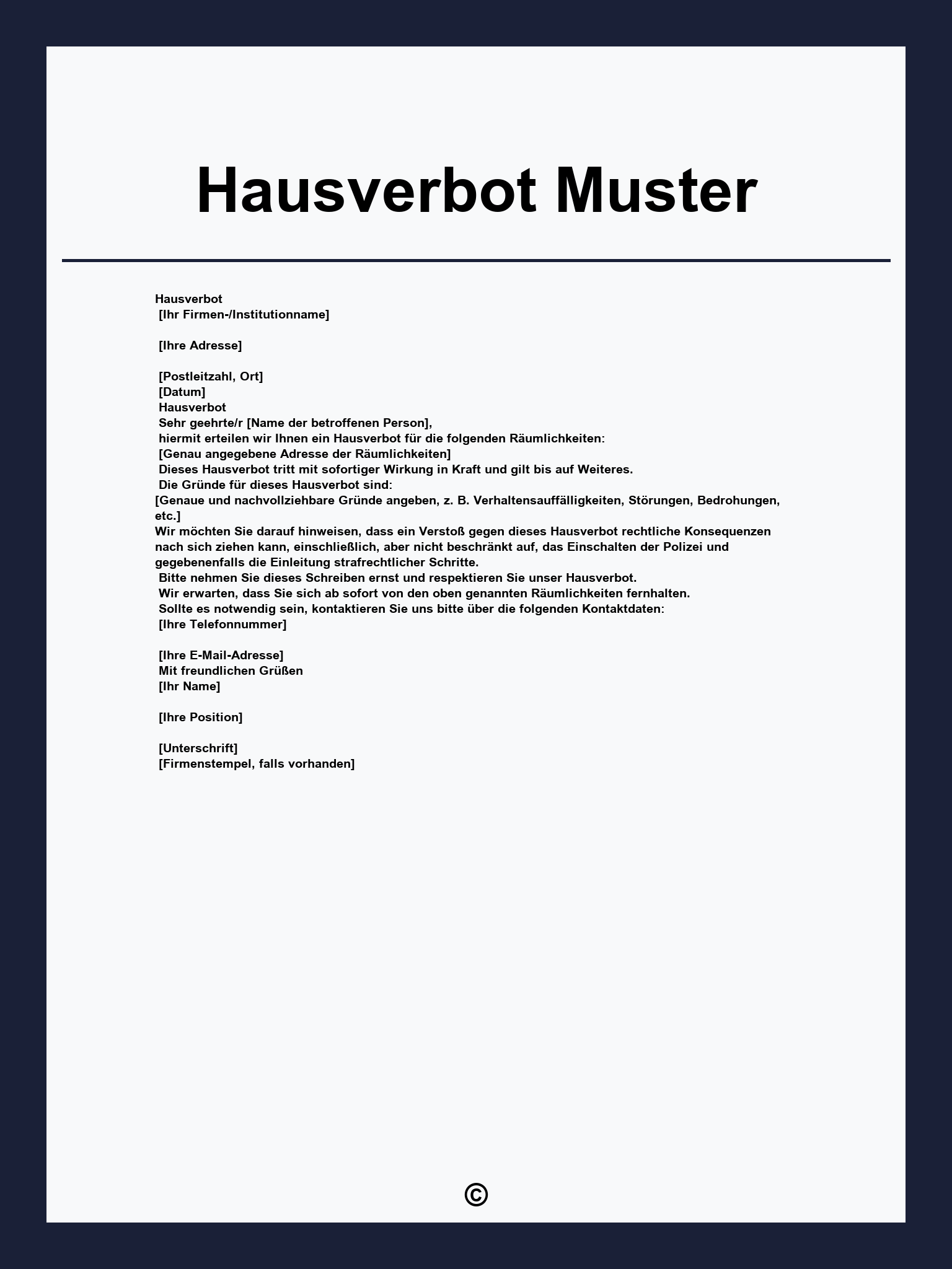Hausverbot Muster