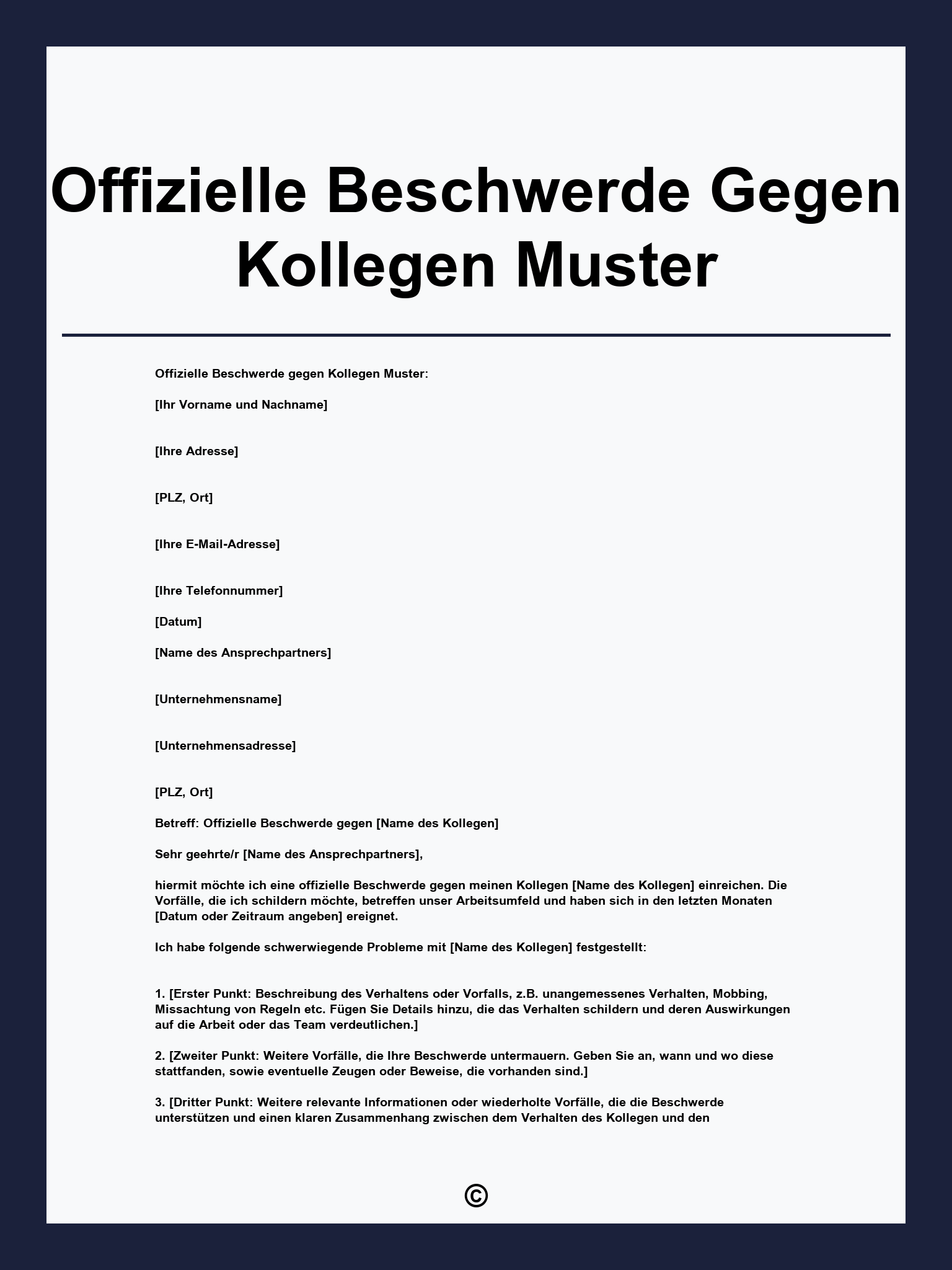Offizielle Beschwerde Gegen Kollegen Muster