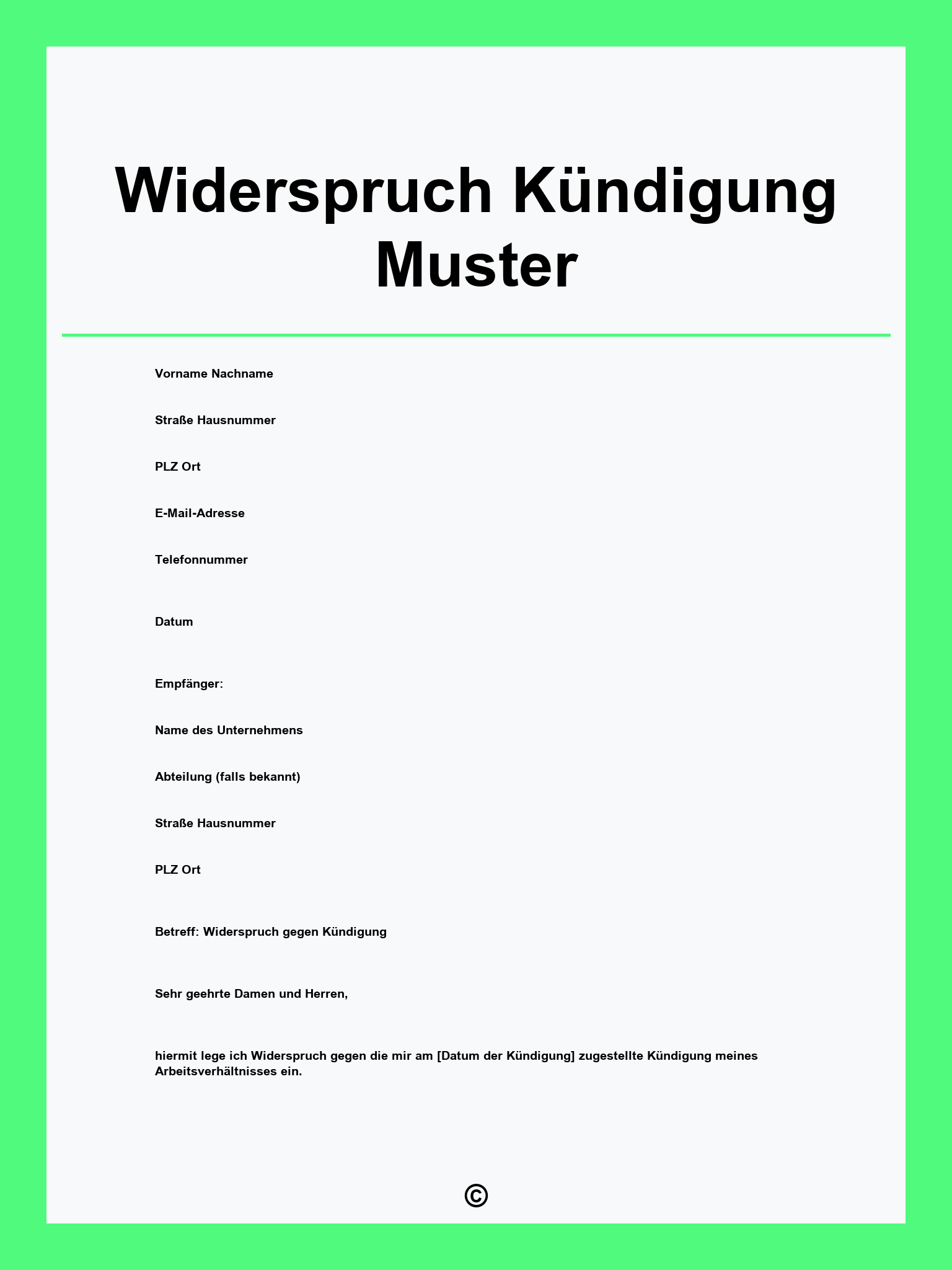 Widerspruch Kündigung Muster