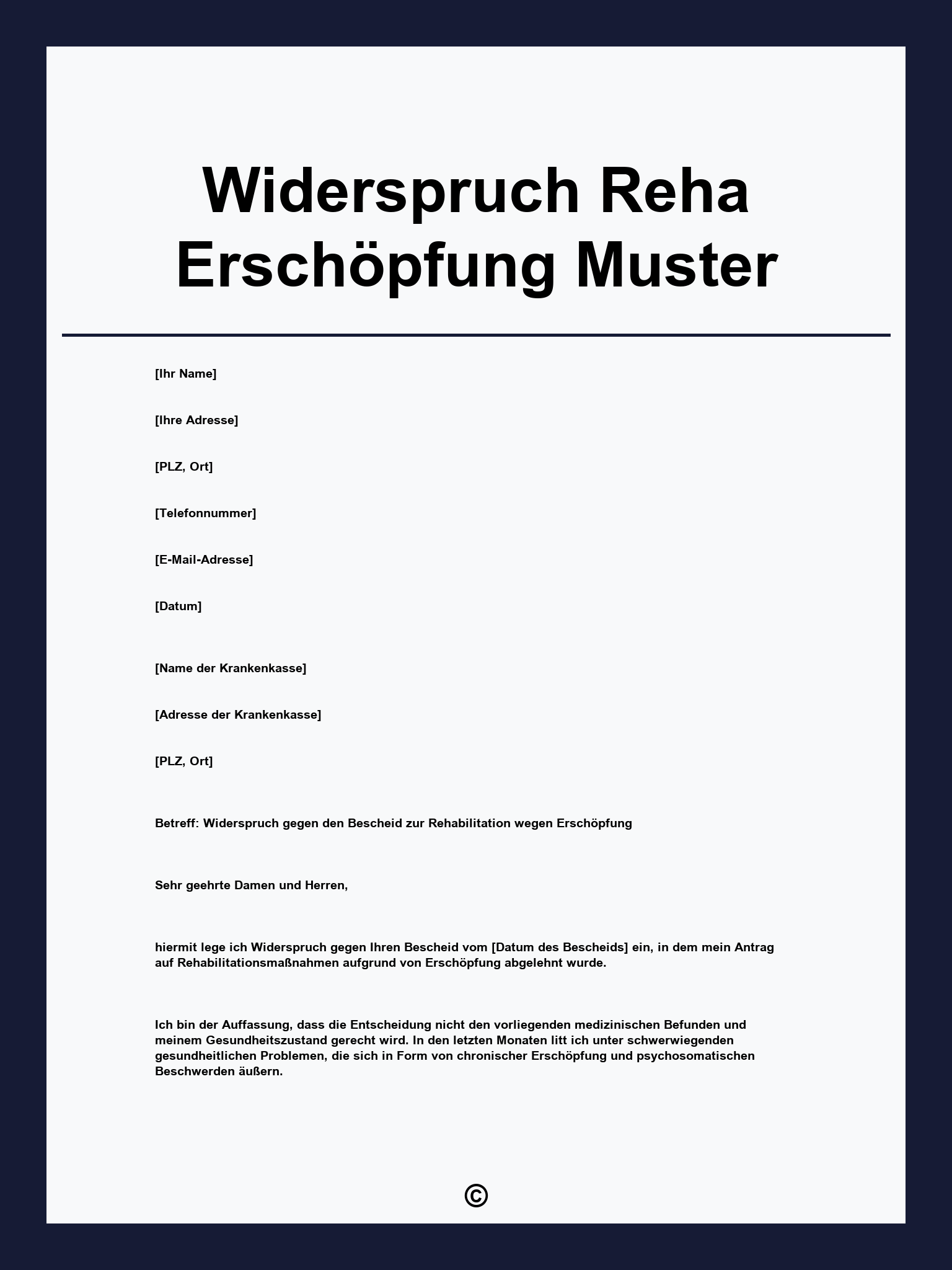 Widerspruch Reha Erschöpfung Muster